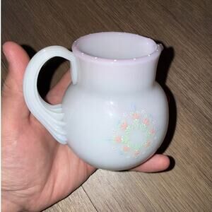 Antique Pairpoint White Opal Glass Creamer Pitcher Signed P. Kiluk
